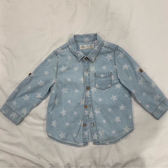 Zara Shirts & Tops Zara Baby Boy Star Button Down Shirt 92 Months